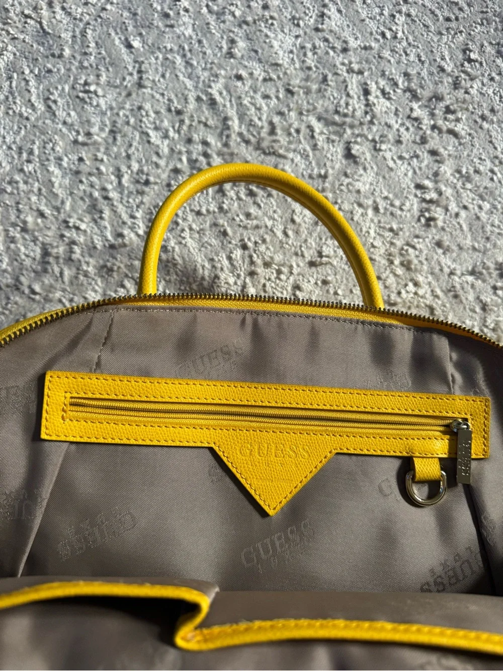 GUESS Yellow Dome Satchel with Top Handles - Picture 6 of 7